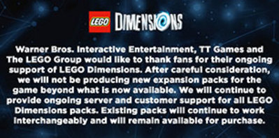 C’est la fin aussi pour Lego Dimensions