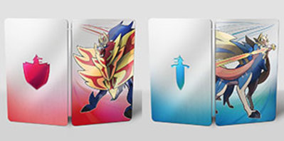 Trois steelbook et une figurine pour Pokémon Épée & Bouclier