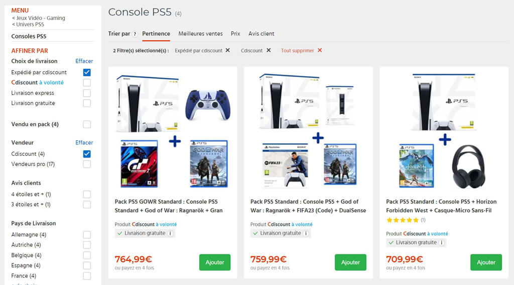pack ps5 Cdiscount