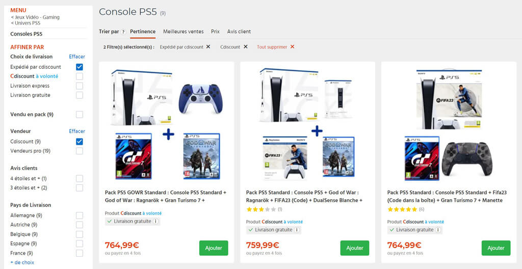 pack ps5 Cdiscount