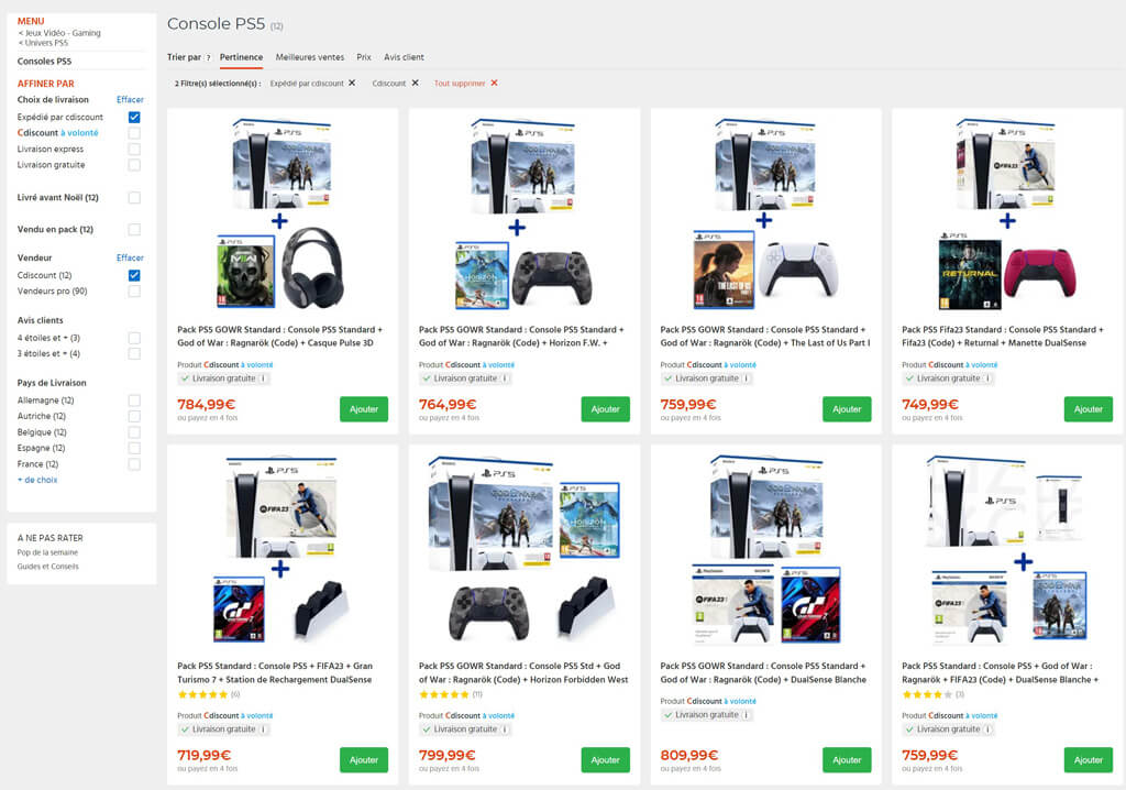 pack ps5 cdiscount décembre