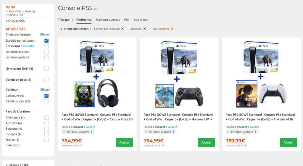 pack ps5 cdiscount décembre