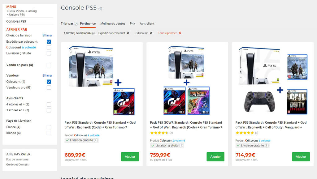 stock ps5 janvier Cdiscount