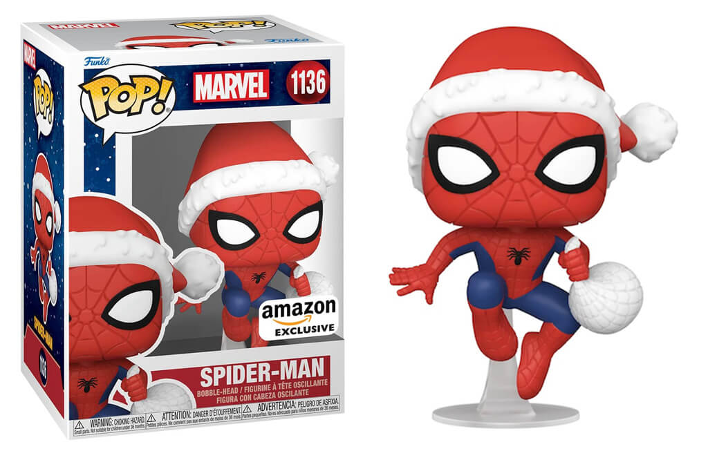 Figurine Funko Pop de Spider Man avec un bonnet de Noël