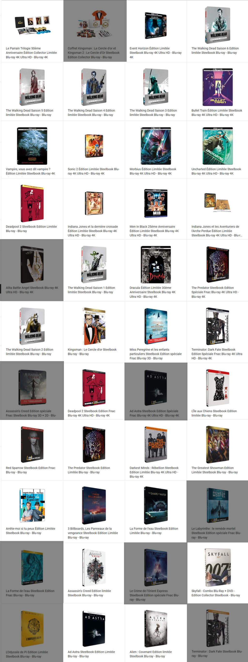 maj 1 reassort steelbook fnac