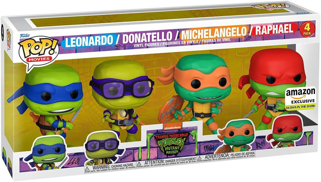 Pack de 4 figurines Funko Pop du prochain film TMNT Mutant Mayhem