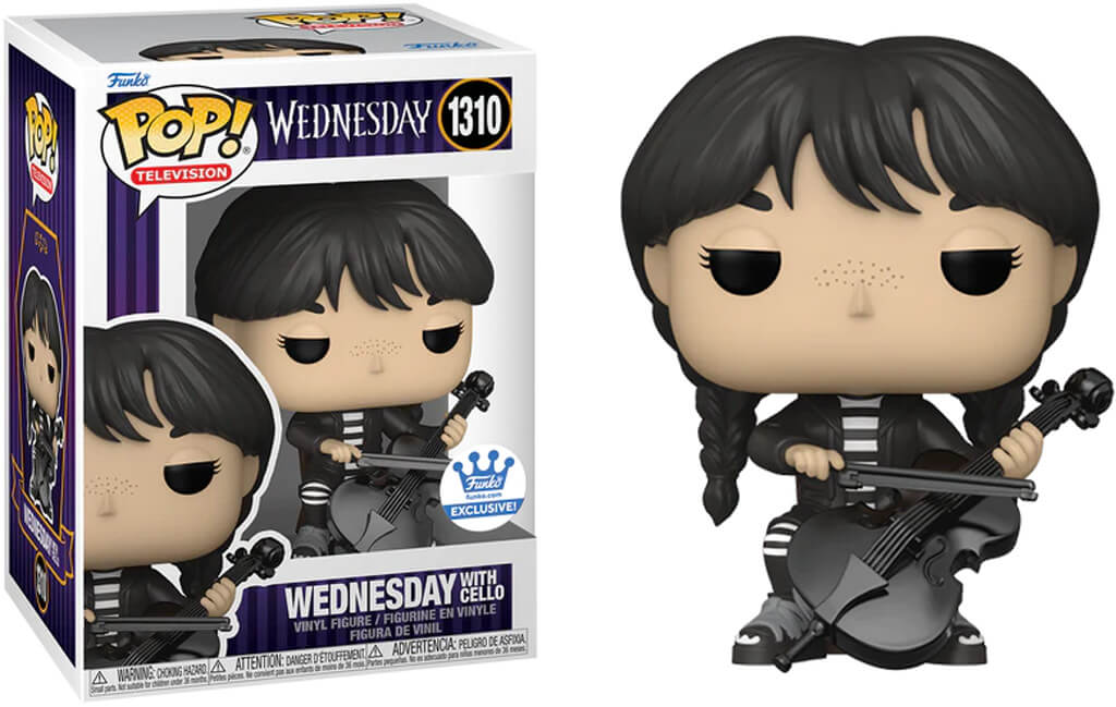 Figurine Funko Pop de Mercredi Addams avec son violon dans la série Wednesday