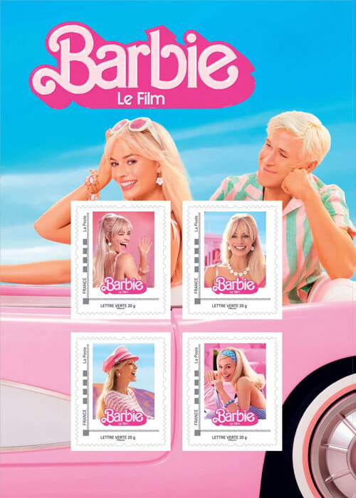 Barbie 4 timbres collector lettre verte