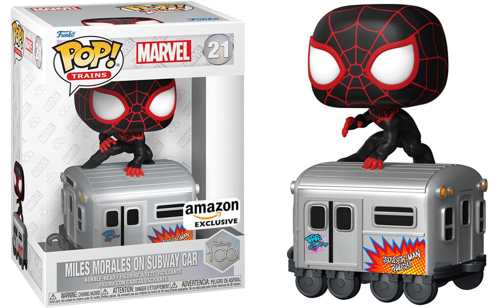Figurine Funko Pop de Miles Morales sur le métro dans Spiderman Into The Spiderverse